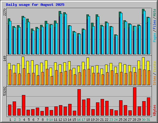 Daily usage for August 2025