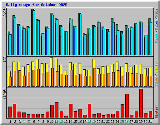 Daily usage for October 2025